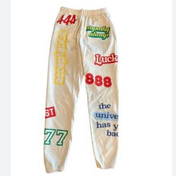 “The Universe Has Your Back” Graphic Sweatpants Cream S/M Affirmation Loungewear - Picture 2 of 8